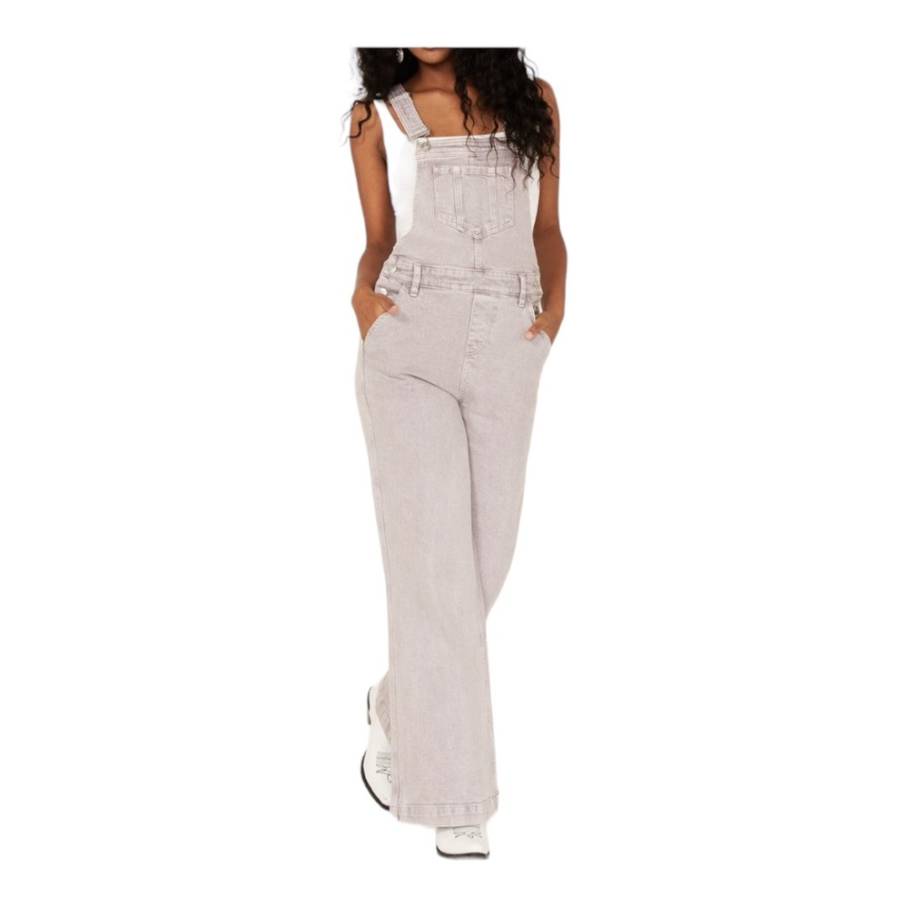 NWT Cleo & Wolf Grey wash wide leg overalls Size Large